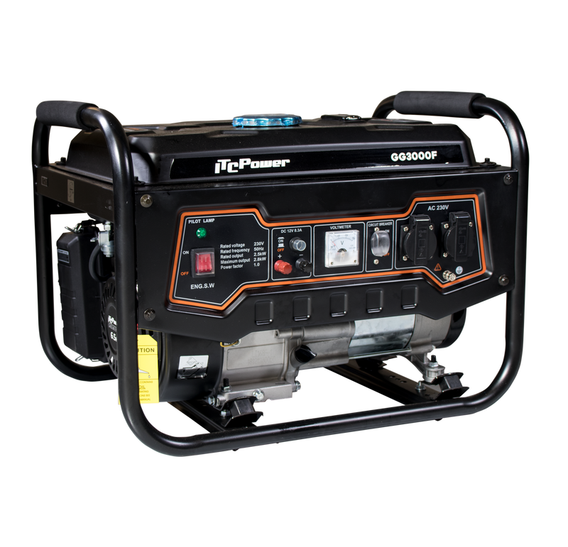 ITC GG3000F generator 230V – 2,8 kW benzin, AVR, ITC motor, Schuko stik