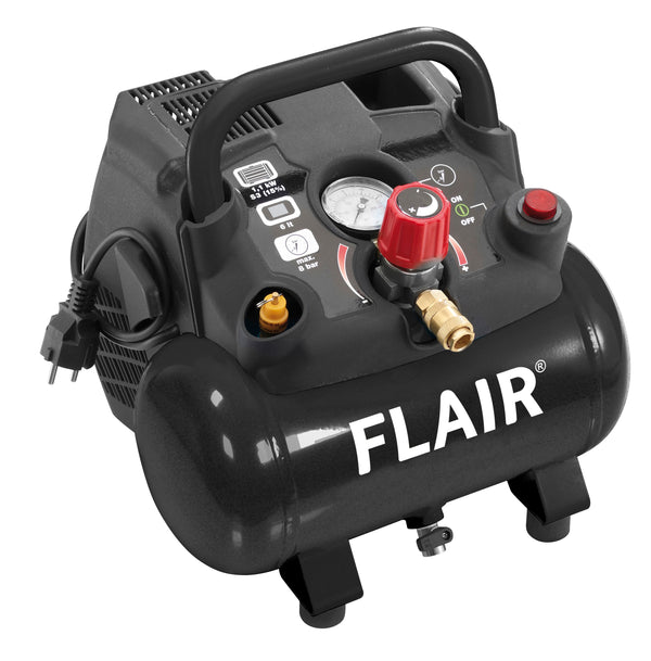 Flair kompressor 15/6 230v 1,5hk 180ltr/m 6ltr tank oliefri